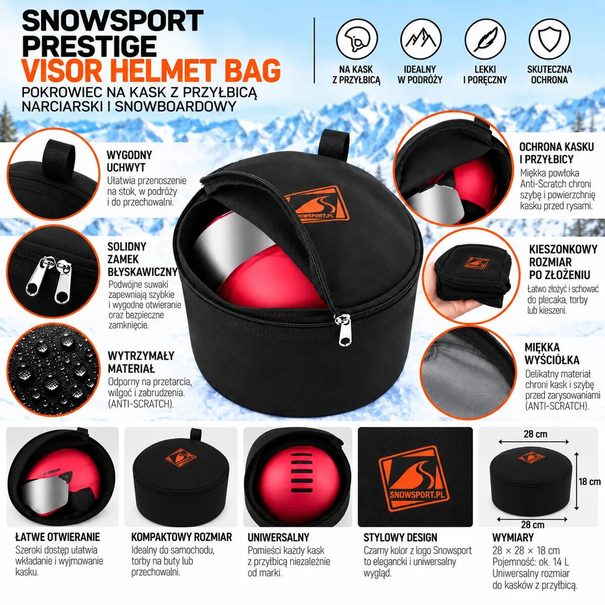 Pokrowiec na kask z szybą Anti-Scratch – Snowsport Prestige Visor Helmet Bag 2/14