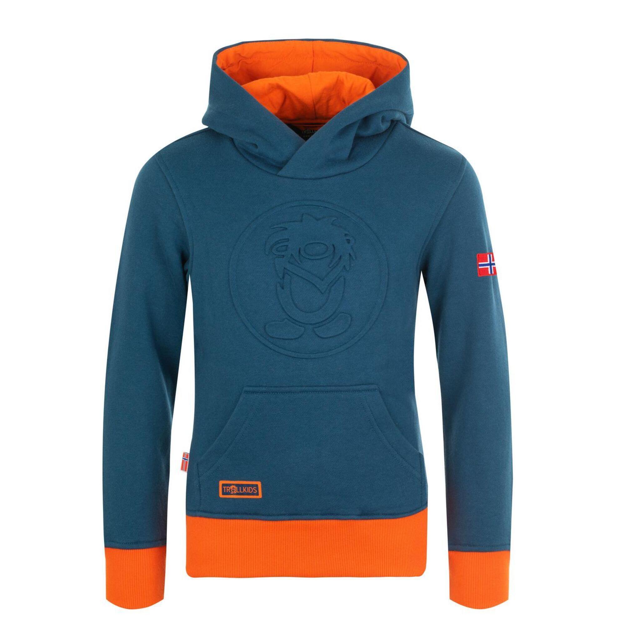 Felpa con cappuccio Lillehammer Mystik per bambini blu/arancio