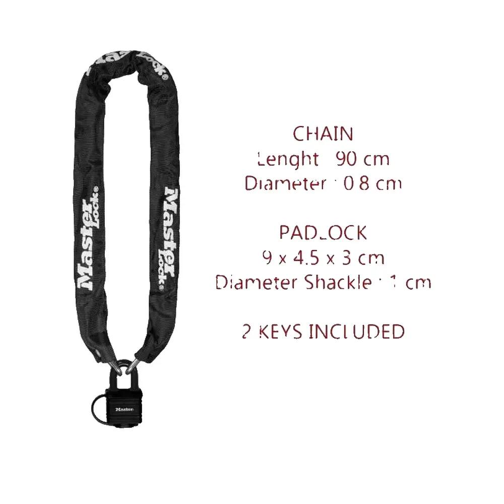 Chain Bike Lock with Padlock, Keys, 90cm x 6mm, Random Color 3/3