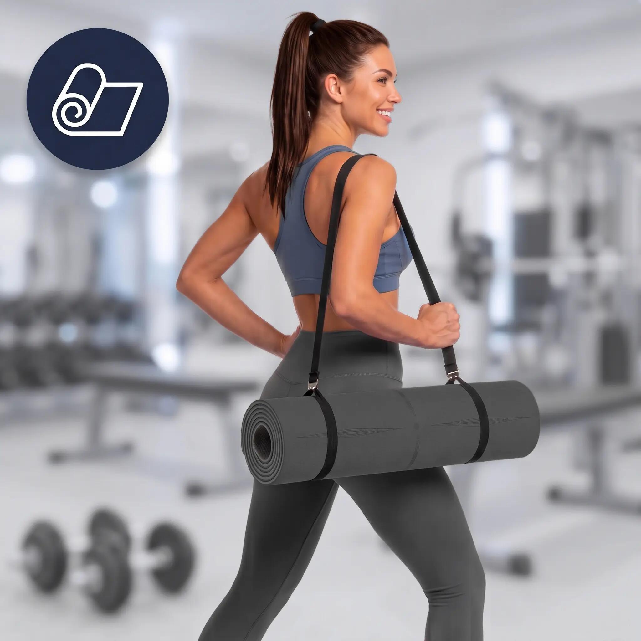 Mata do ćwiczeń jogi fitness z paskiem Sapphire SG-1128 6 mm TPE antypoślizgowa 9/9