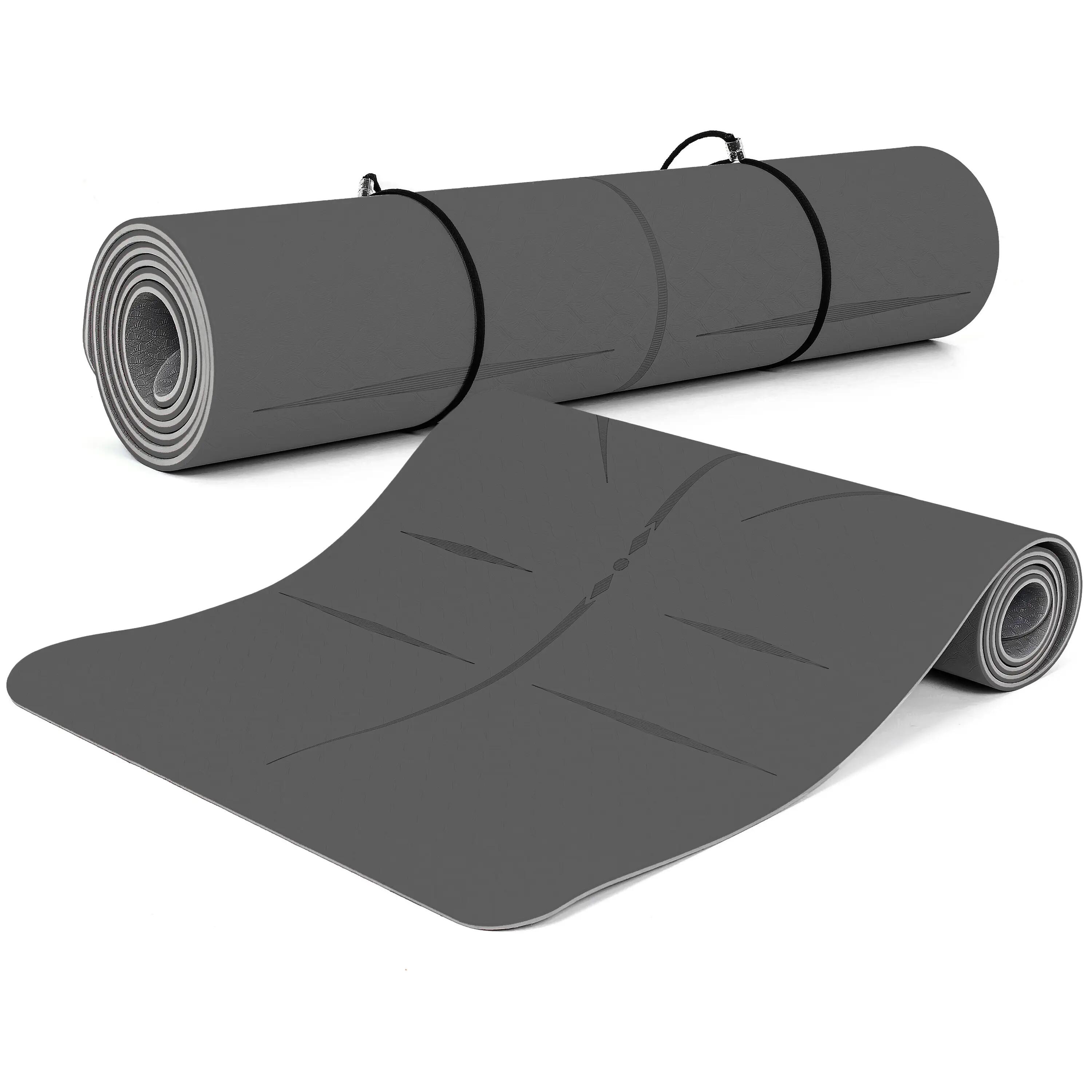 Mata do ćwiczeń jogi fitness z paskiem Sapphire SG-1128 6 mm TPE antypoślizgowa 2/9