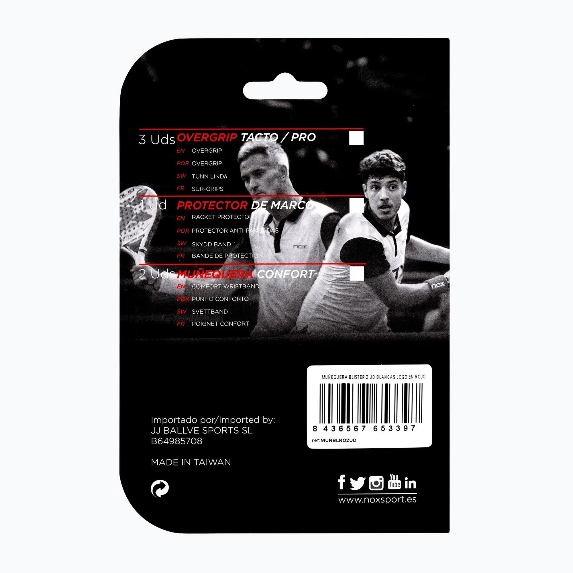 Blister (2 Pcs) Poignet Nox Blanc Logo Rouge Mublro2ud 2/3
