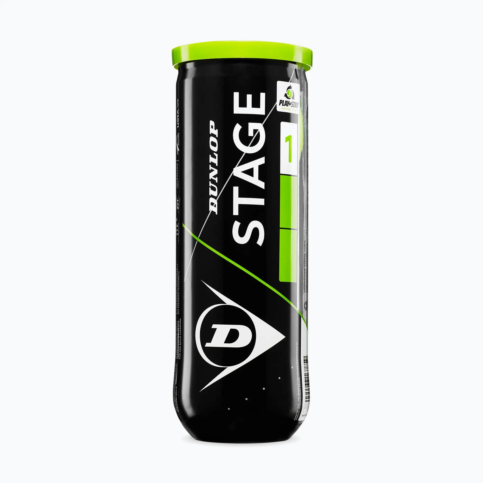 Bola Ténis Dunlop Stage 1 (Verde,Tubo 3un) 2/4