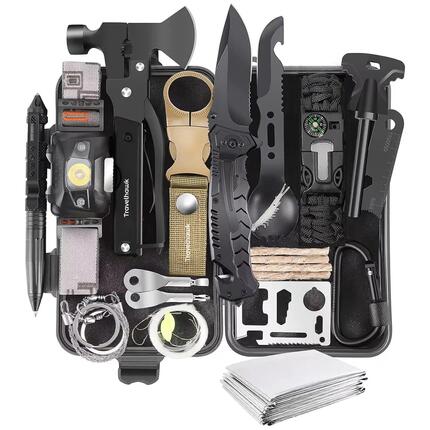 Überlebensset – Outdoor-Messer – Inklusive Tragetasche