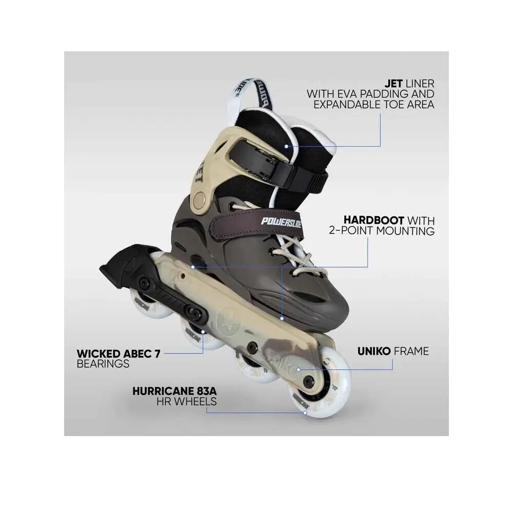 POWERSLIDE Jet regolabili per bambini 62/70/72mm Brown pattini a rotelle 7/7
