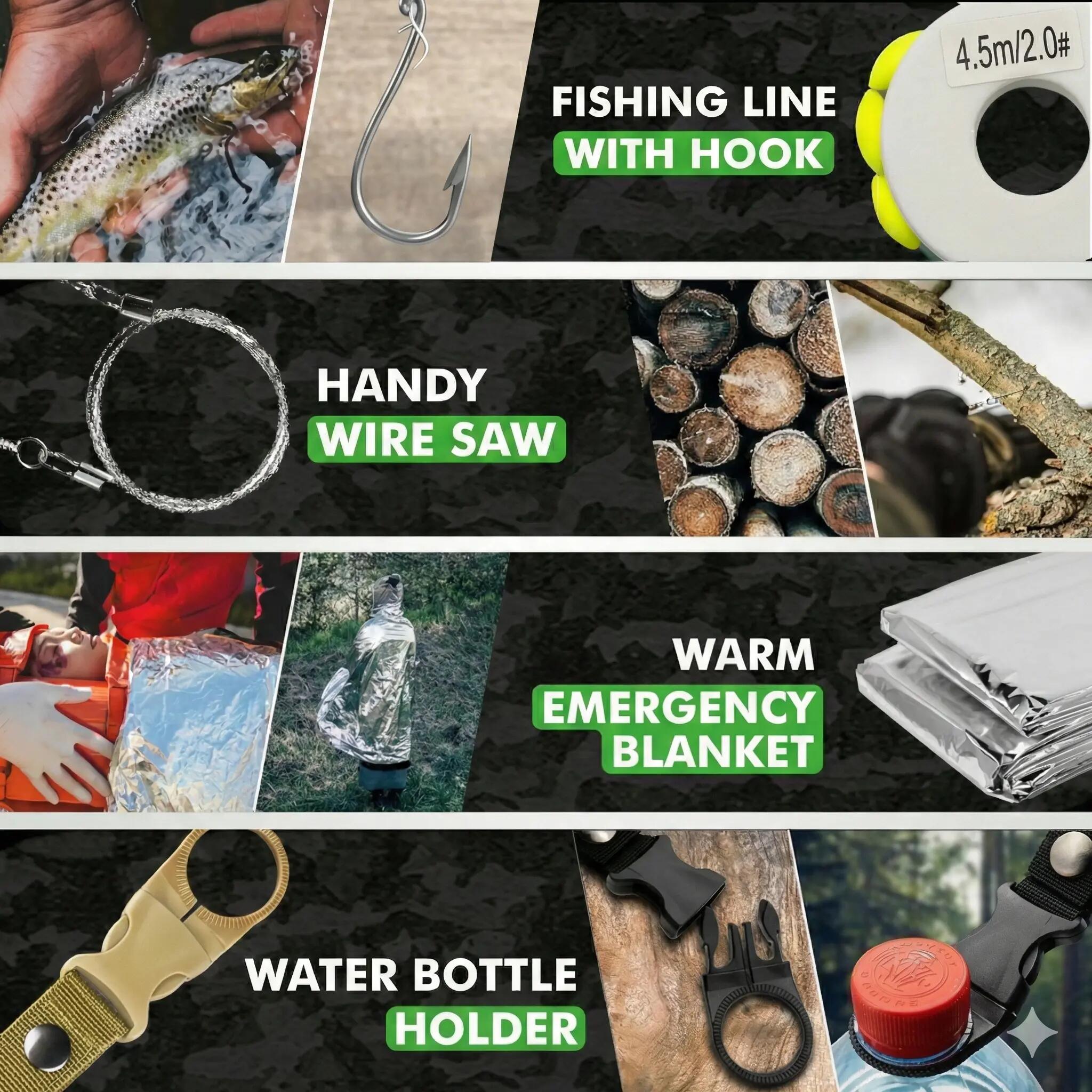 Kit di sopravvivenza – Coltello da esterno – Custodia inclusa 3/7