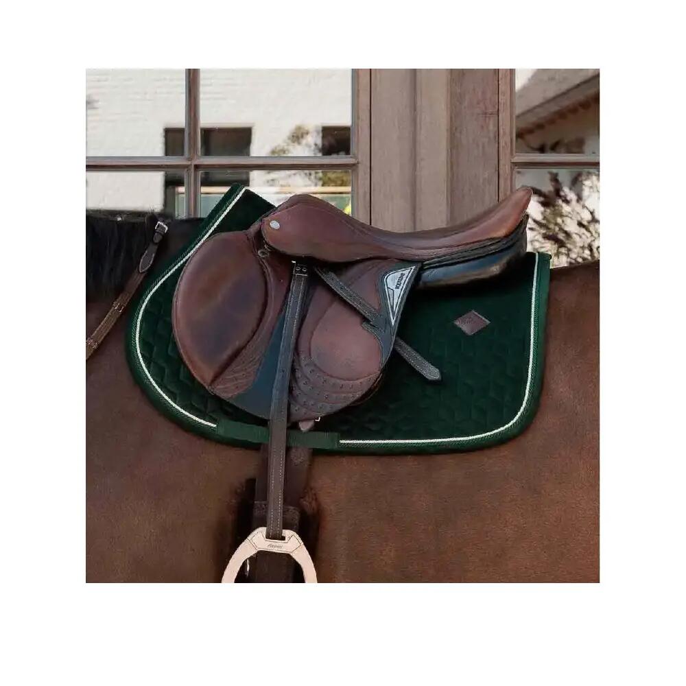 Tapis de selle velours vert pin pony 2/3