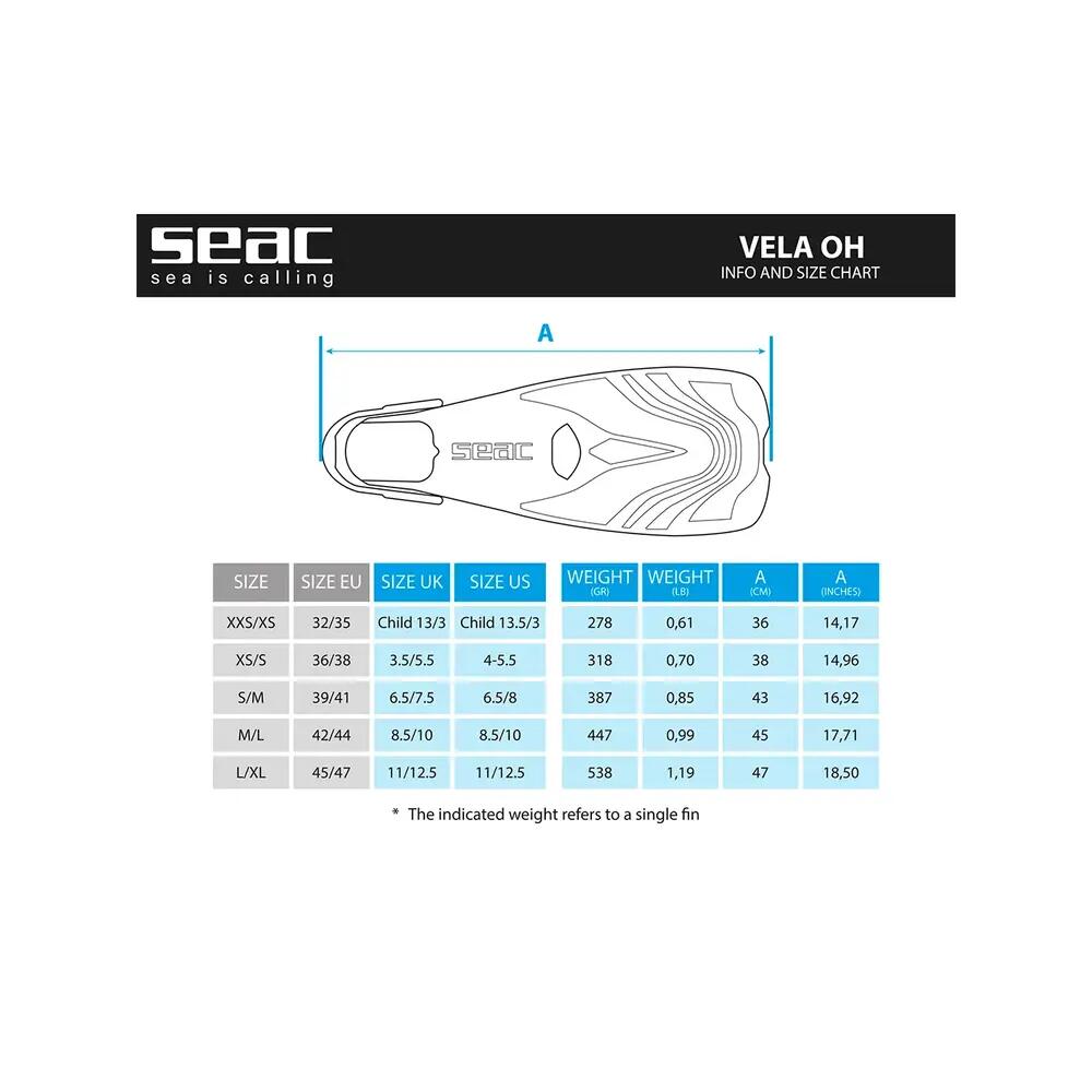 Palmes de natation Seac Vela OH Blanche 7/7