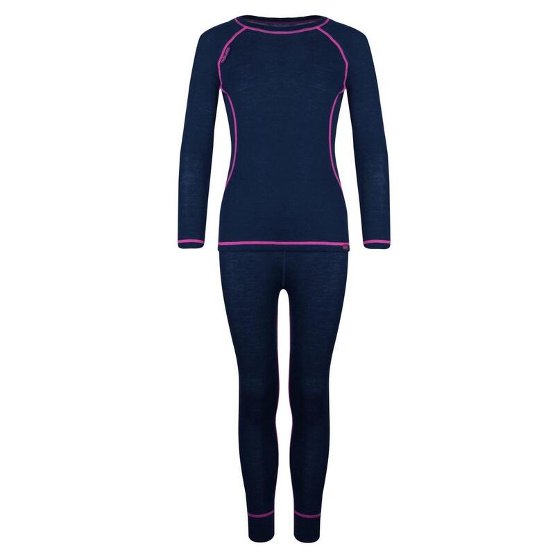 Ensemble de sous-vêtements enfants Merino Bleu marine / Magenta