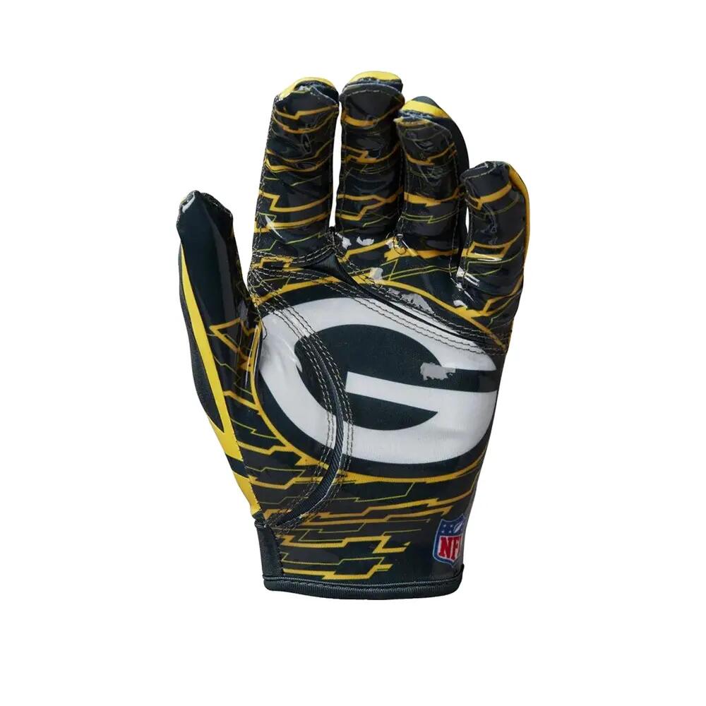 Gants de Football Américain Wilson NFL Greenbay Packers Stretch Fit receveur 2/3