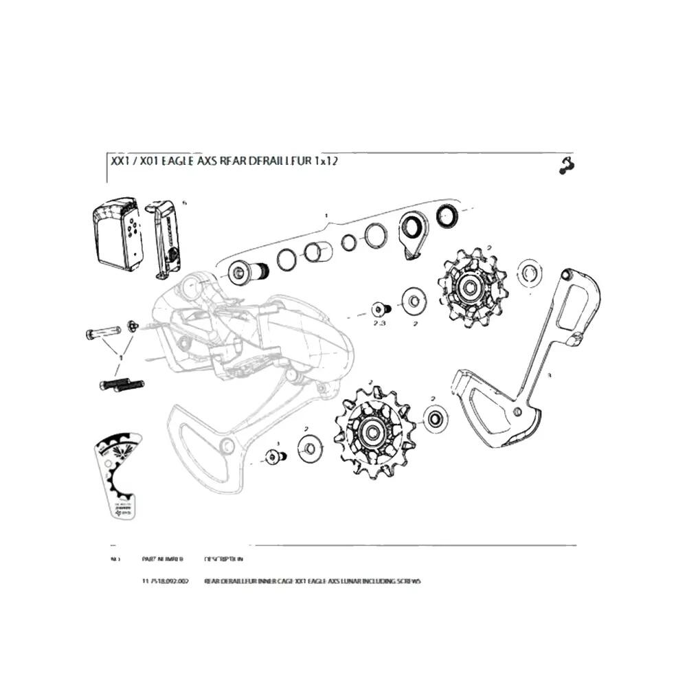 Binnenste kooi SRAM voor XX1 Eagle AXS Lunar incl. schroeven, 11.7518.092.002 2/3