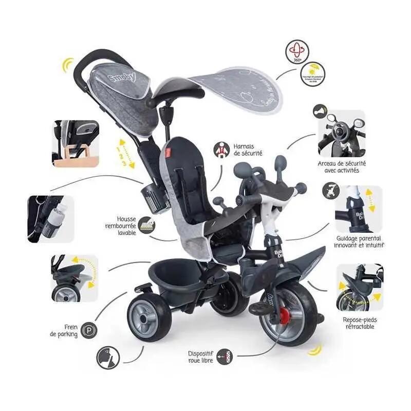 Tricycle 3-en-1 SMOBY Baby Driver Plus gris pare-soleil 4/5