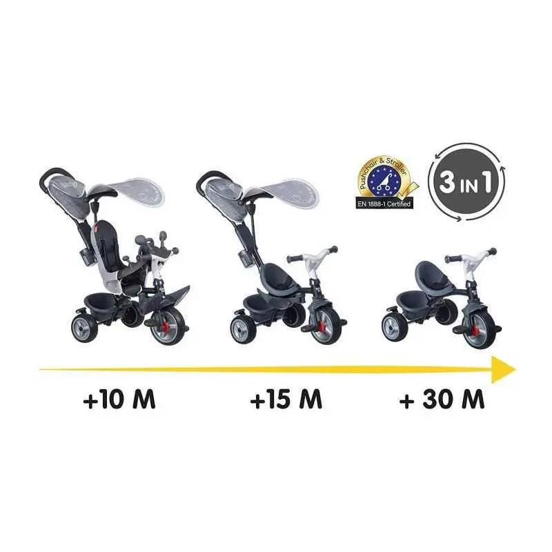 Tricycle 3-en-1 SMOBY Baby Driver Plus gris pare-soleil 3/5