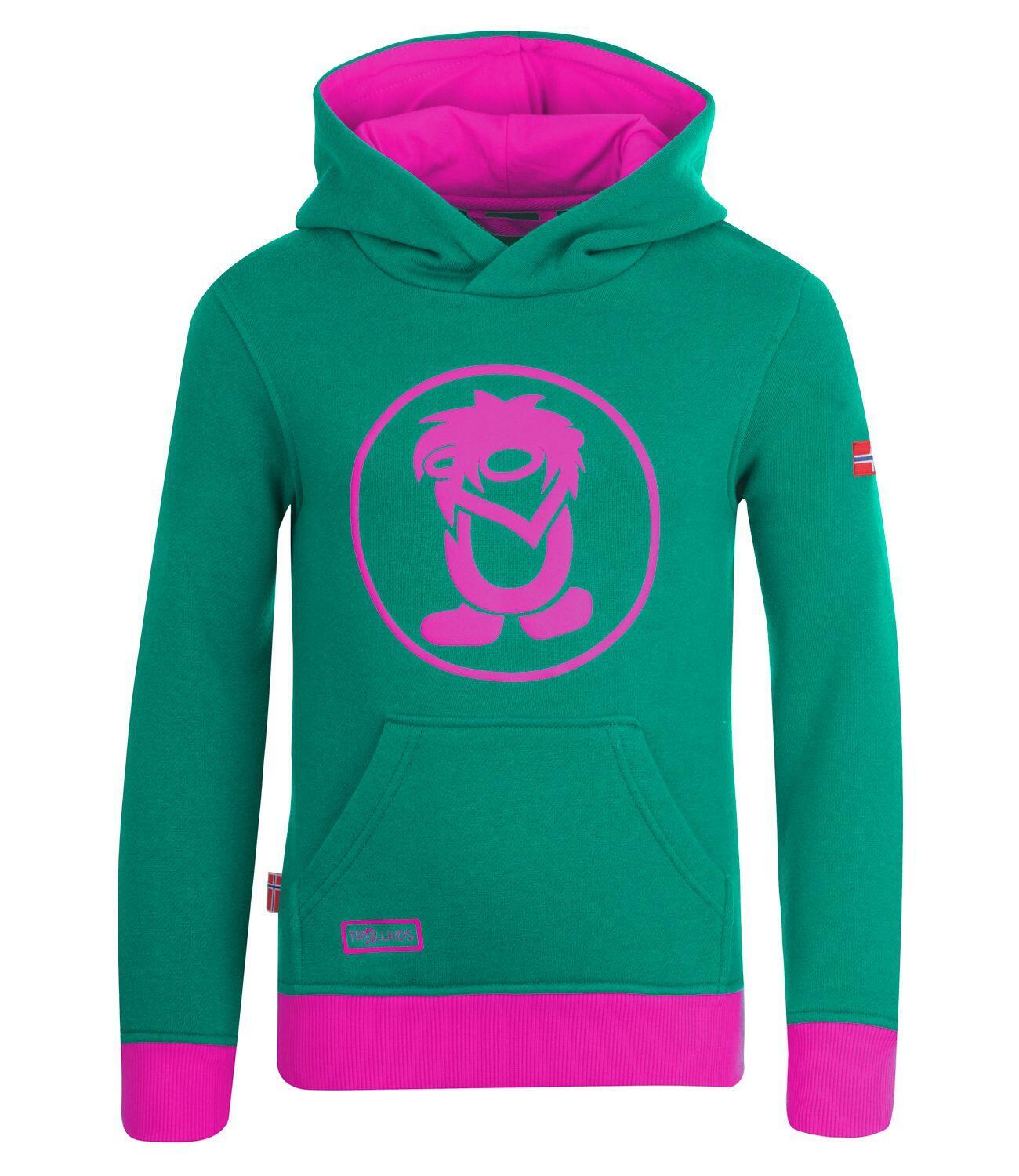 Children's hoodie Troll emerald green/ruby red