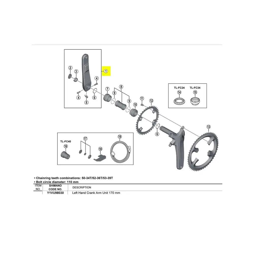 Lewa korba Shimano FC-R9100-P 2/2