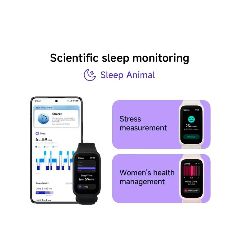 Braccialetto connesso Xiaomi Smart Band 9 Active Viola 8/10