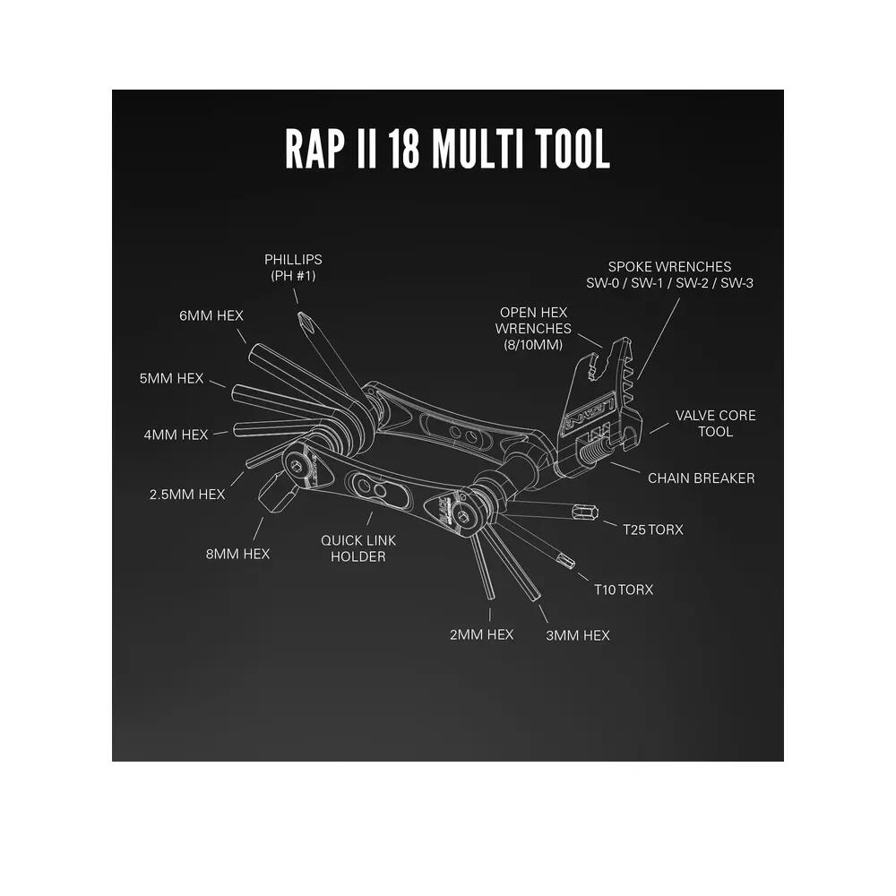 Multi-Outils Lezyne Rap II Tool (18 Fonctions) Noir 7/7