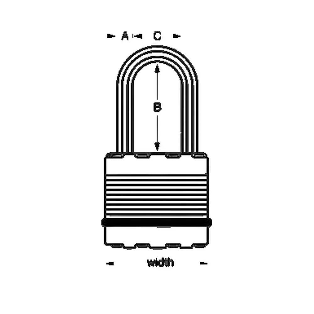 Lucchetto Acciaio Laminato Alta Sicurezza, Arco Medio, Chiave 2/2