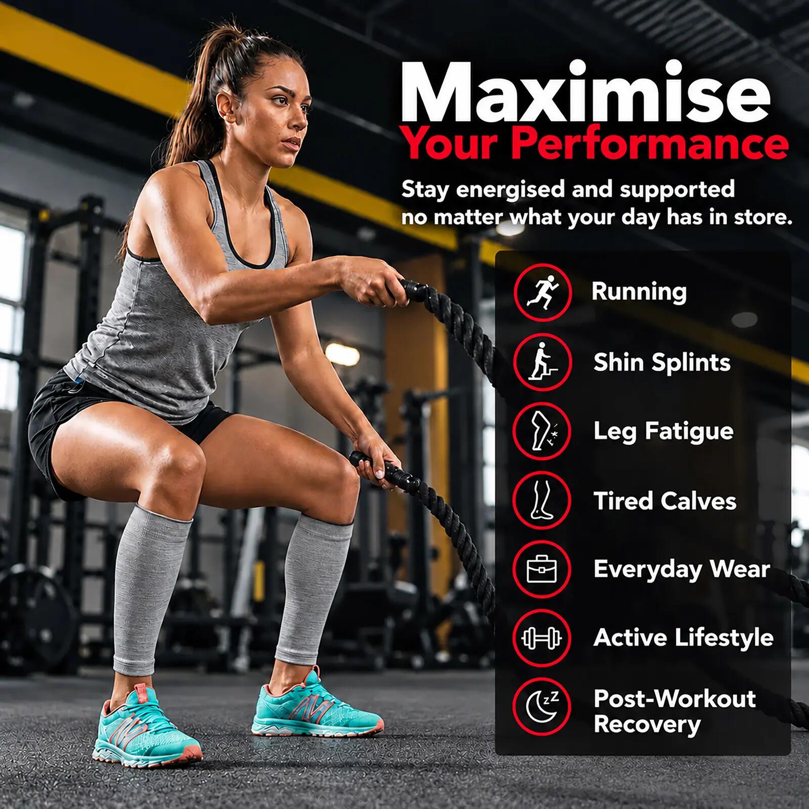 Calf Support Compression Sleeves for Men, Women, Running, Shin Splints 6/12