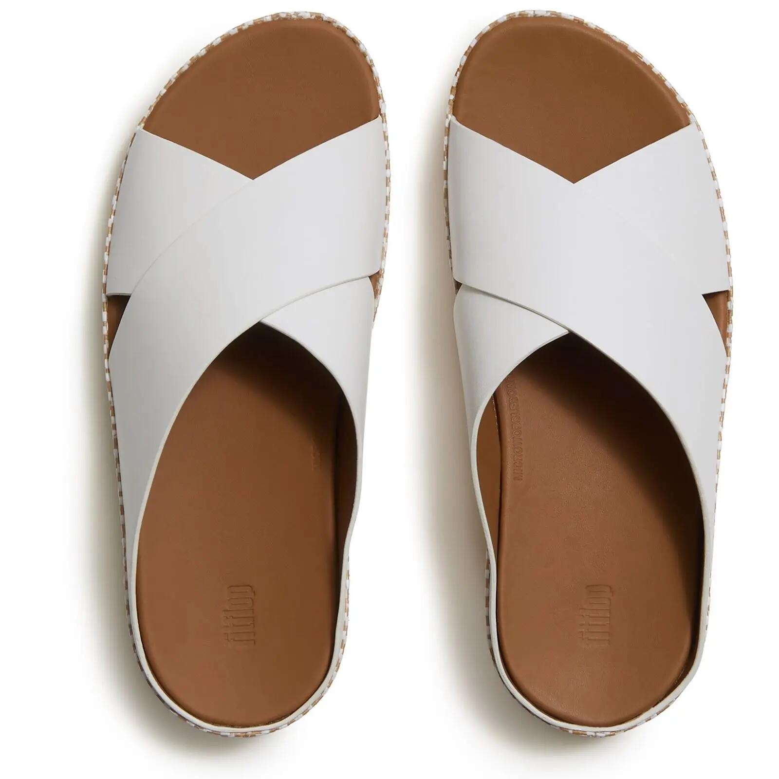 FitFlop Lulu Lux Graphic-Weave Leather Cross Slides  URBAN WIT 42 3/7