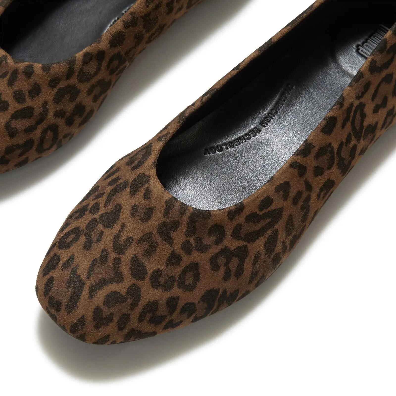 Delicato Suede Leopard Ballerinas 5/7