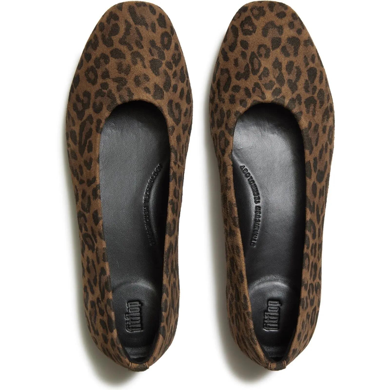 Delicato Suede Leopard Ballerinas 3/7