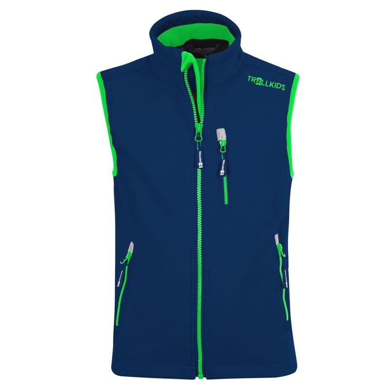 Gilet enfant Trollfjord déperlant bleu marine/vert clair