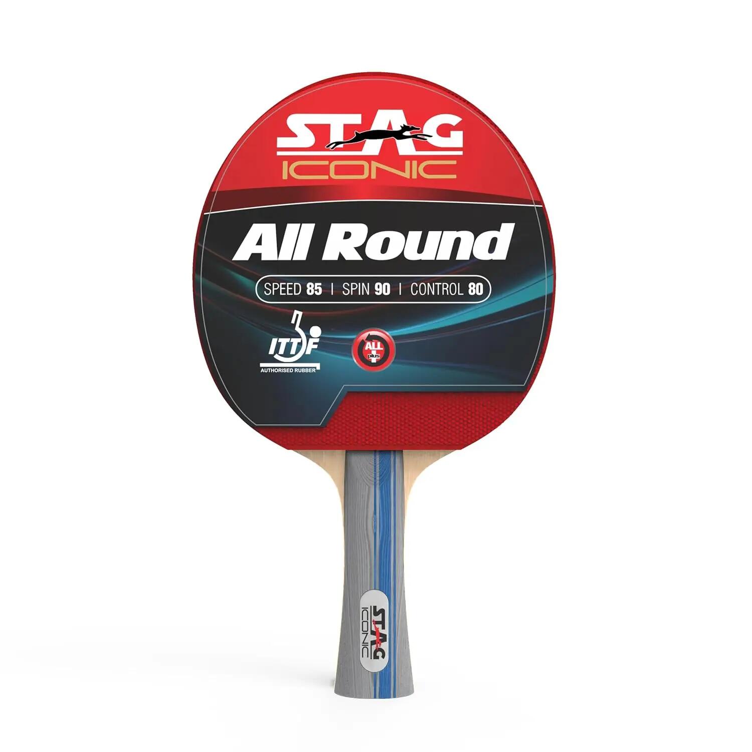 STAG ICONIC All Round Table Tennis Racket | 6-Ply Wooden Blade | 3 mm Sponge | Balanced Speed & Control -  1