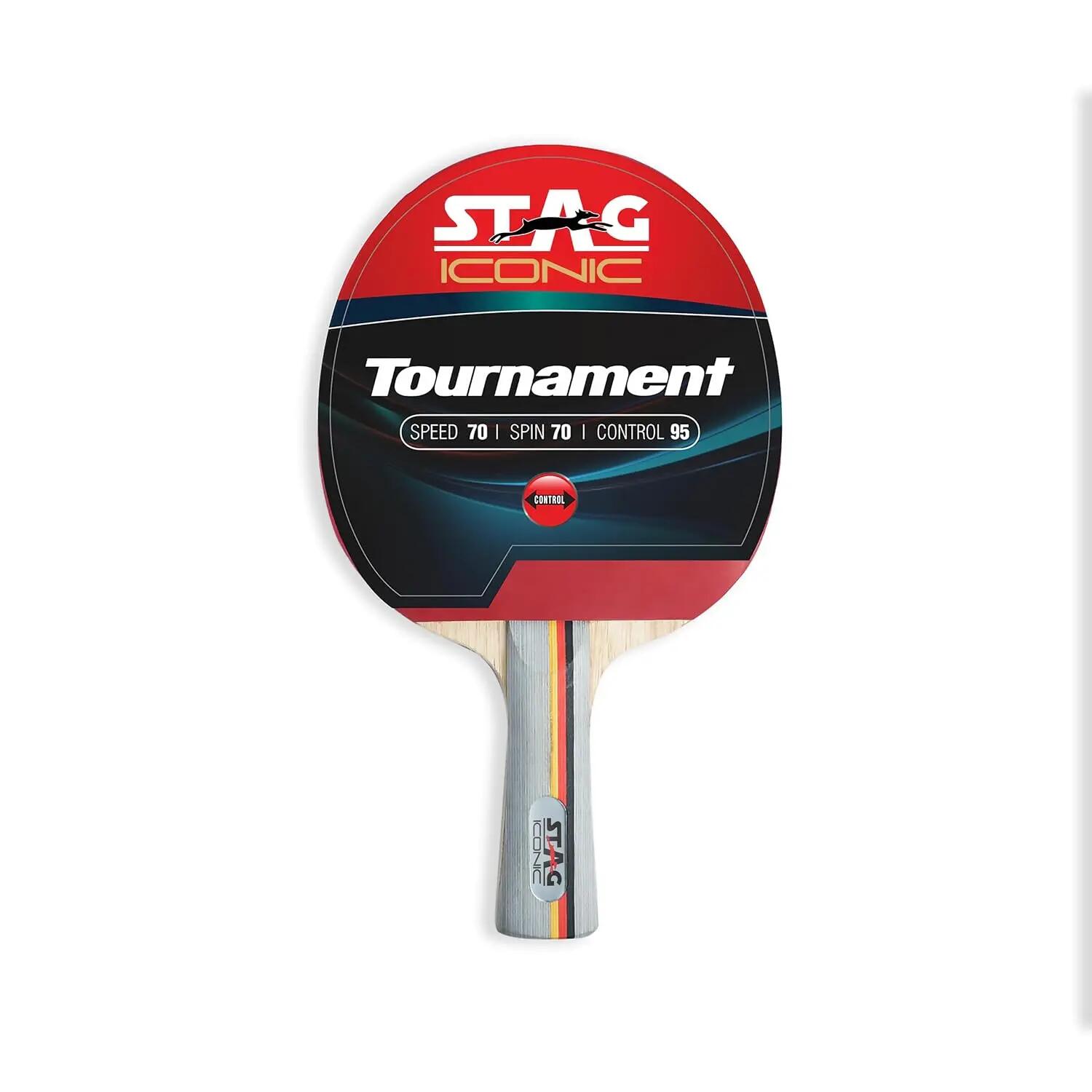 STAG ICONIC Tournament Table Tennis Racket | 6-Ply Wooden Blade | Comfortable Grip | Beginner to Advanced -  1