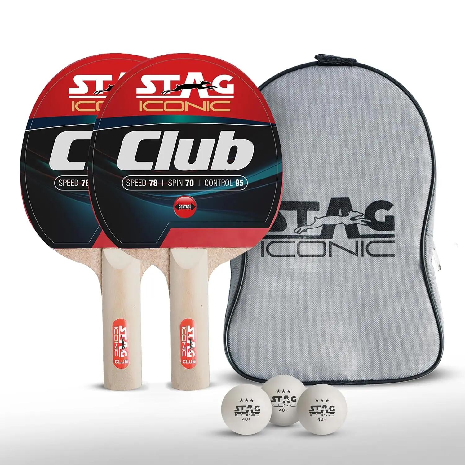 STAG ICONIC Club Table Tennis Set | 2 Rackets & 3 ABS Balls | Beginner-Friendly | Superior Control -  1