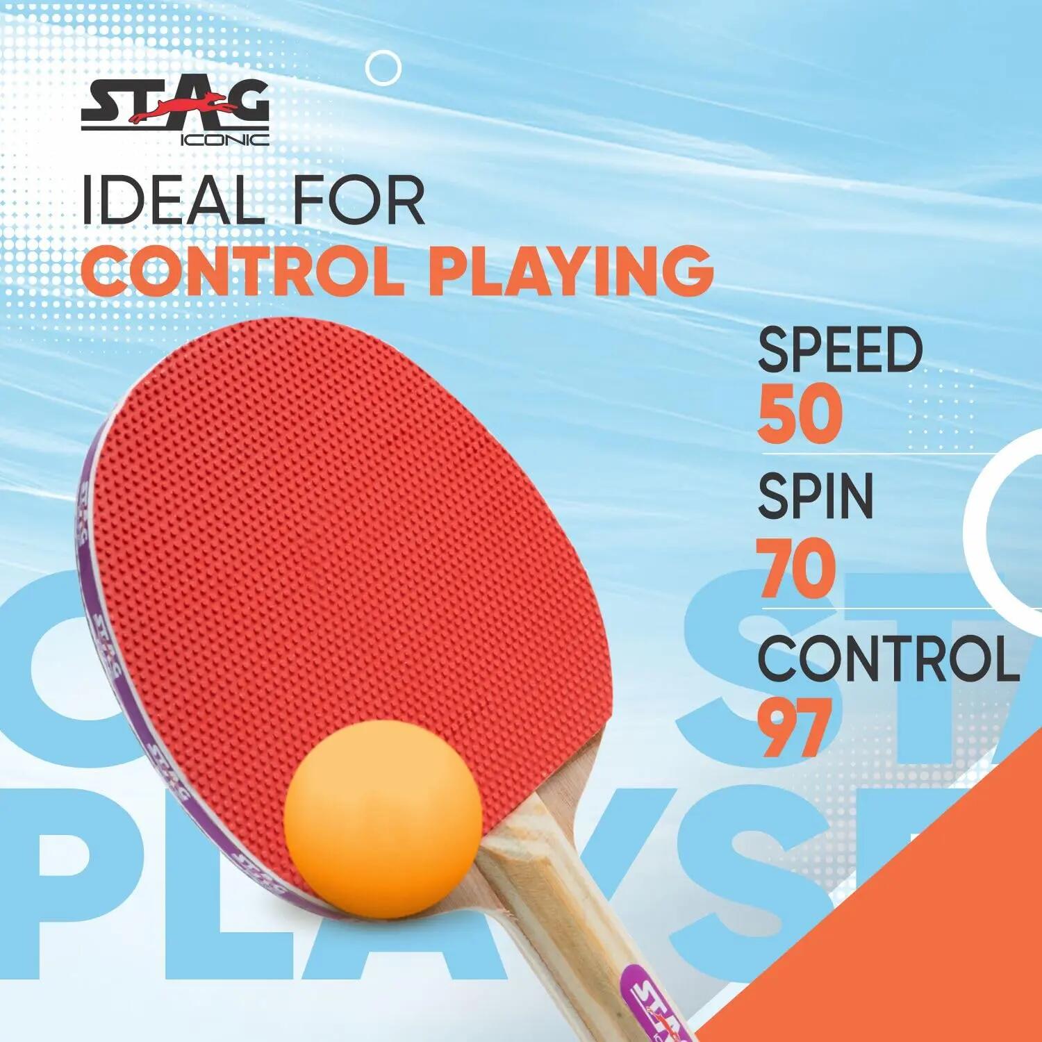 STAG ICONIC 1 Star Table Tennis Set | 2 Rackets, 3 ABS Balls & Cover | Beginner & Recreational | Orange Balls -  5