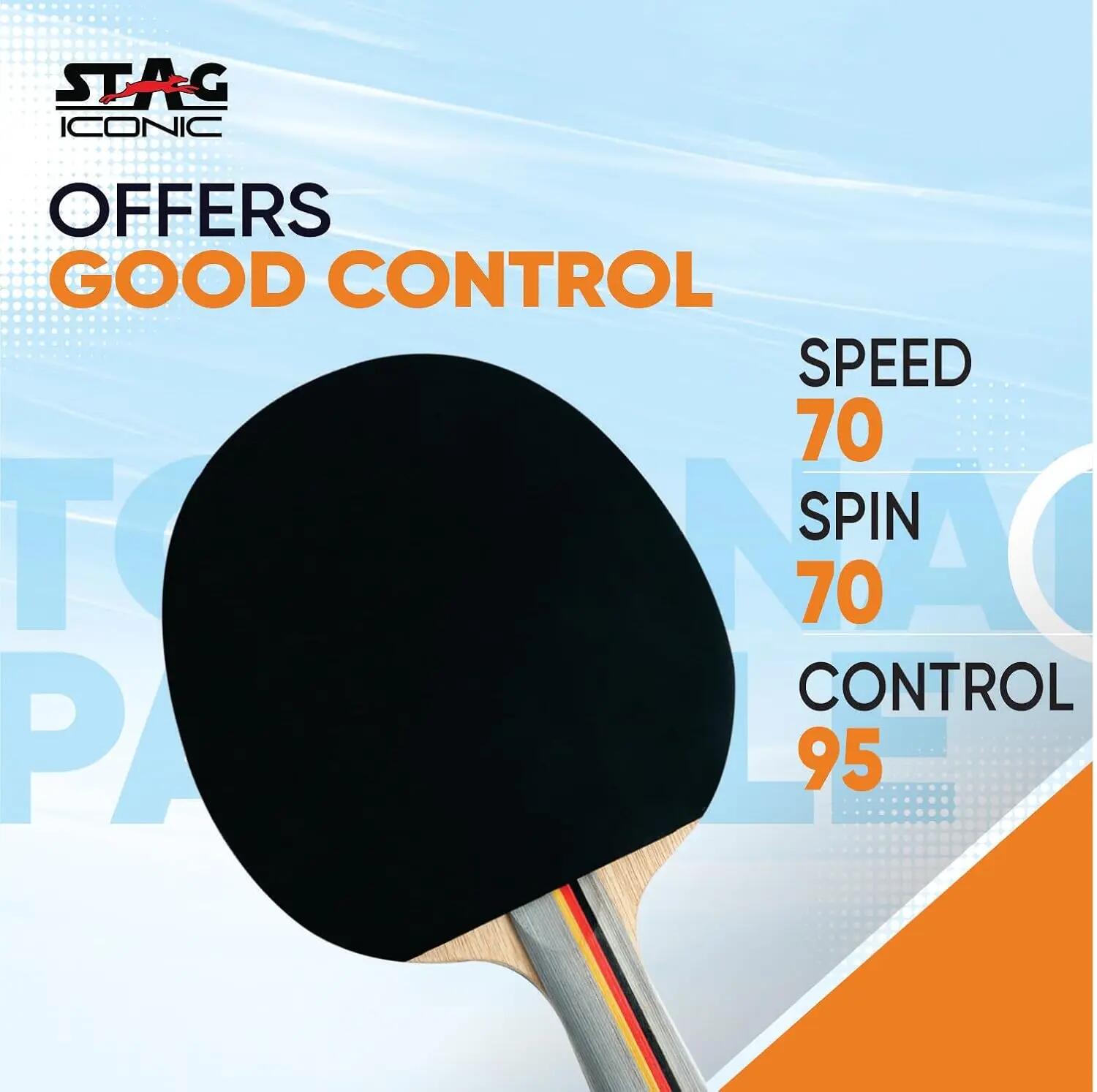 STAG ICONIC Tournament Table Tennis Racket | 6-Ply Wooden Blade | Comfortable Grip | Beginner to Advanced -  4