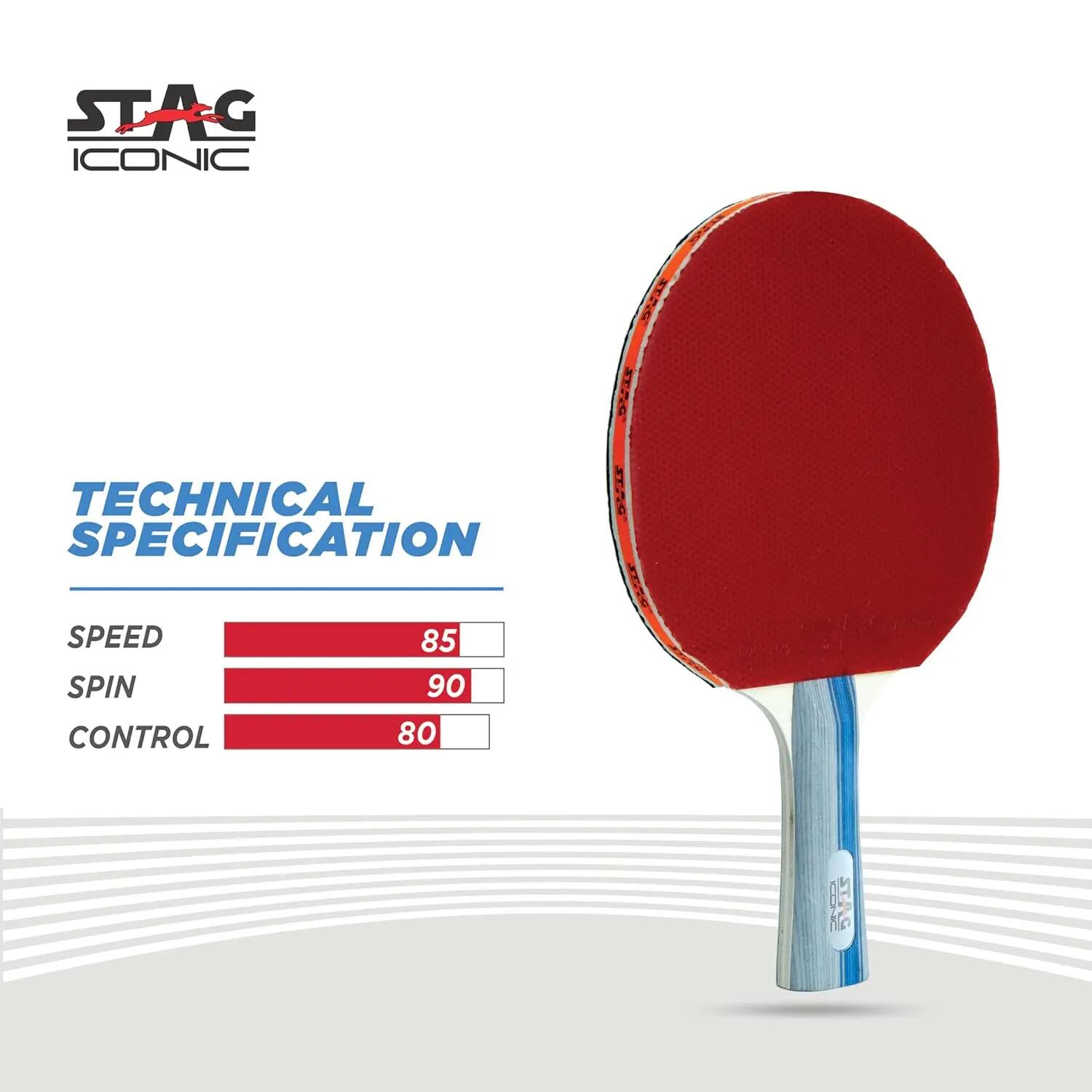 STAG ICONIC All Round Table Tennis Racket | 6-Ply Wooden Blade | 3 mm Sponge | Balanced Speed & Control -  3