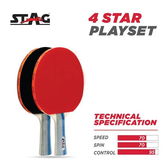 STAG ICONIC Wood 4 Star Table Tennis Set | Rackets & Balls Included | Professional Ping Pong Playset -  2