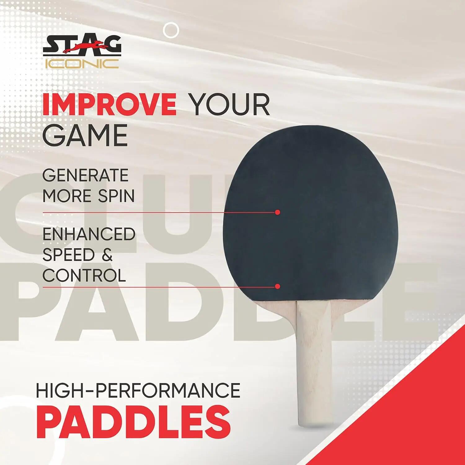 STAG ICONIC Club Table Tennis Racket | Lightweight Design | 3 mm Sponge | Easy Control | Red/Black -  2