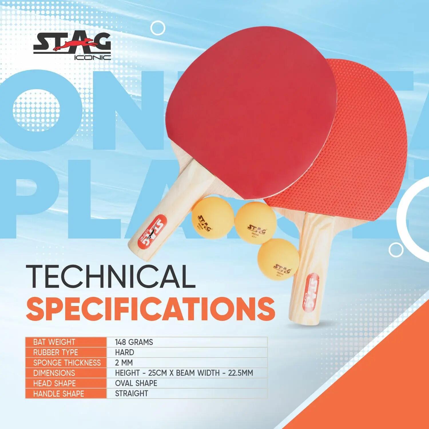 STAG ICONIC 1 Star Table Tennis Set | 2 Rackets, 3 ABS Balls & Cover | Beginner & Recreational | Orange Balls -  3