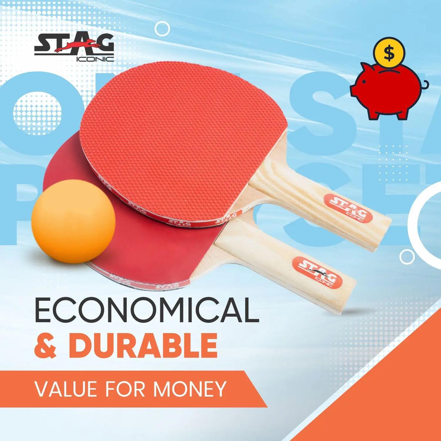 STAG ICONIC 1 Star Table Tennis Set | 2 Rackets, 3 ABS Balls & Cover | Beginner & Recreational | Orange Balls -  2