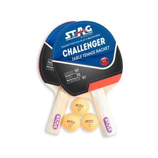 STAG ICONIC Challenger Table Tennis Set | 2 Rackets, 3 ABS Balls & Case | Intermediate Players | Orange Balls