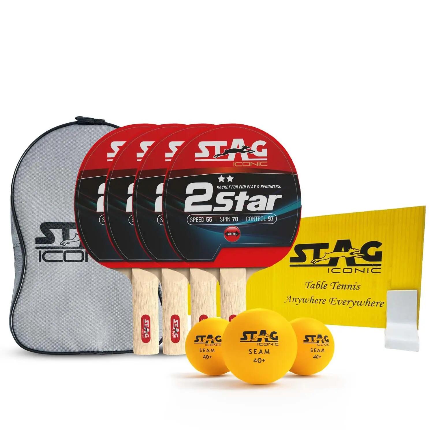 STAG ICONIC 2 Star Anywhere Table Tennis Set | Rackets & Balls Included | All-in-One Ping Pong Set | Orange Balls -  1