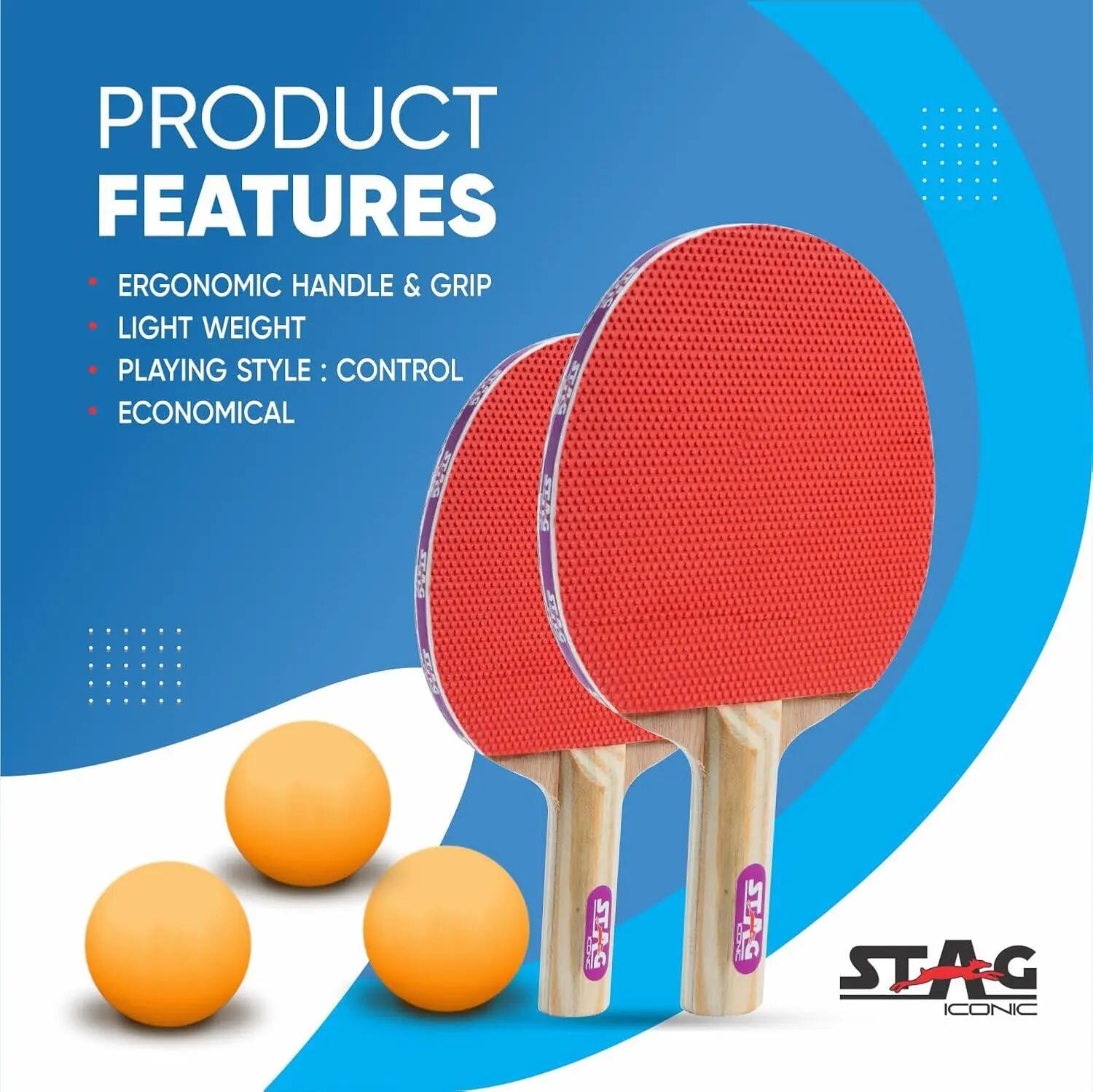 STAG ICONIC Challenger Table Tennis Set | 2 Rackets, 3 ABS Balls & Case | Intermediate Players | Orange Balls -  5