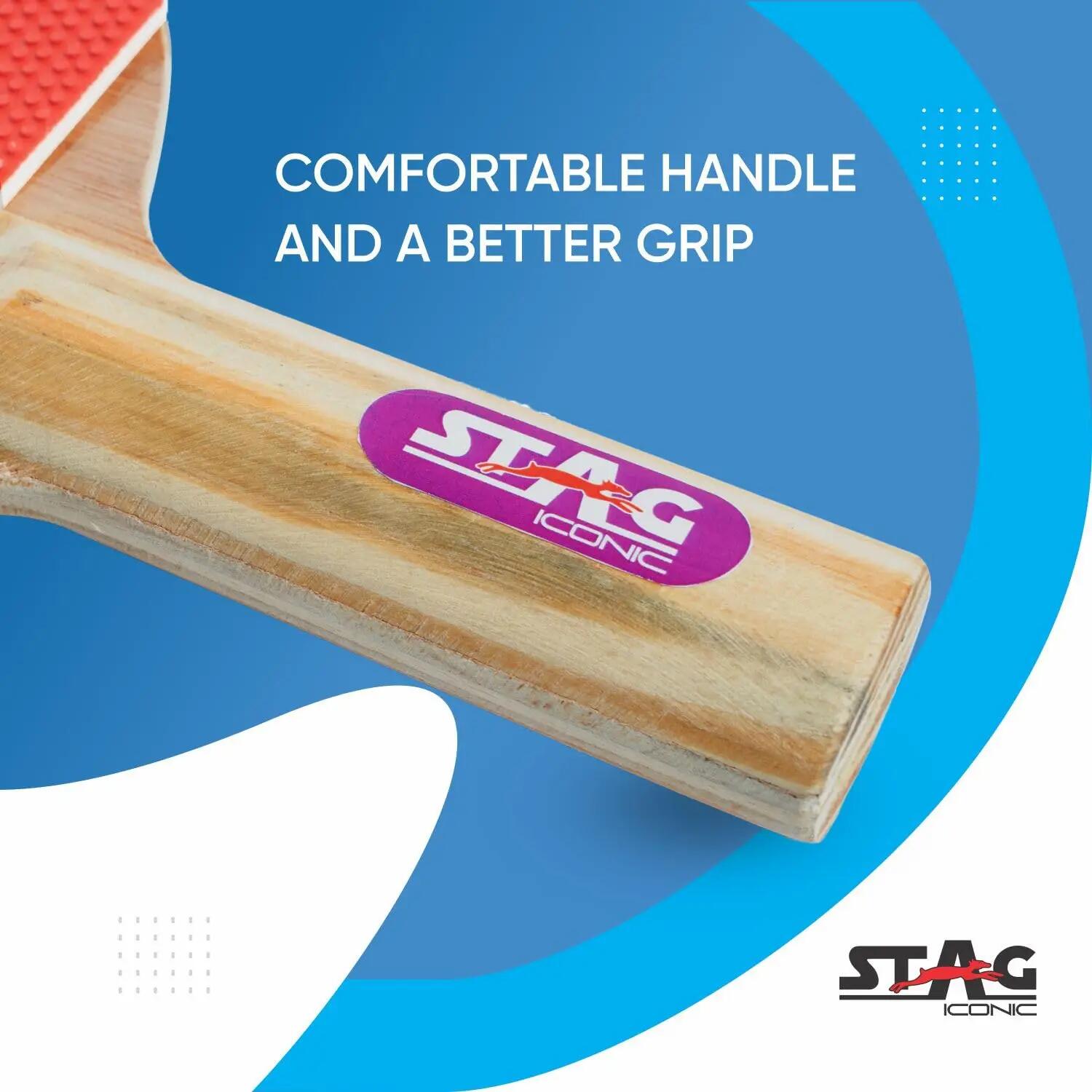 STAG ICONIC Challenger Table Tennis Set | 2 Rackets, 3 ABS Balls & Case | Intermediate Players | Orange Balls -  4