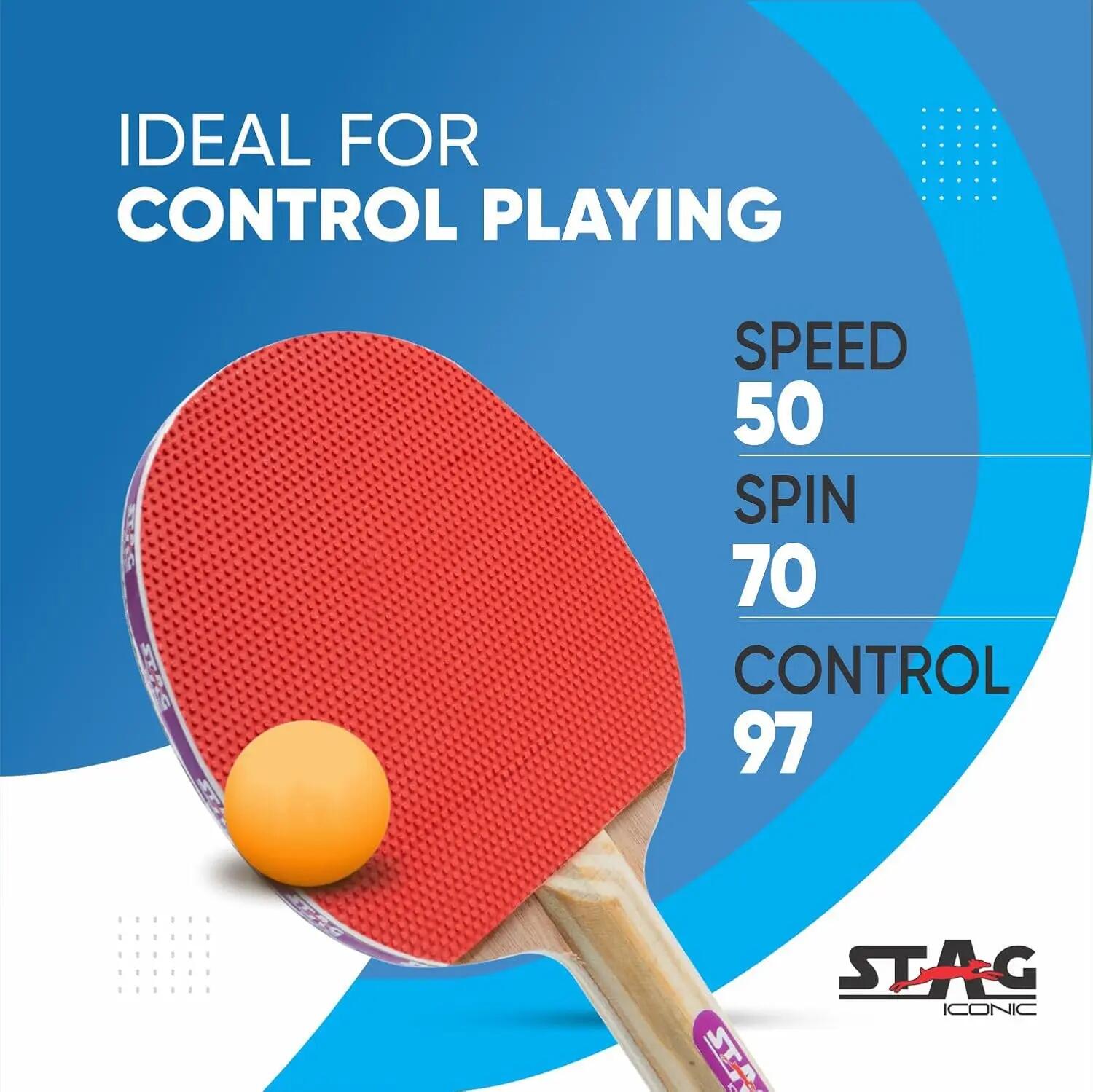 STAG ICONIC Challenger Table Tennis Set | 2 Rackets, 3 ABS Balls & Case | Intermediate Players | Orange Balls -  2