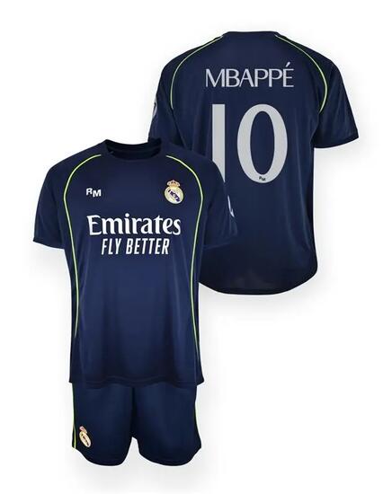 Kit Real Madrid Junior Extérieur Mbappé N°10 2025/26 Bleu