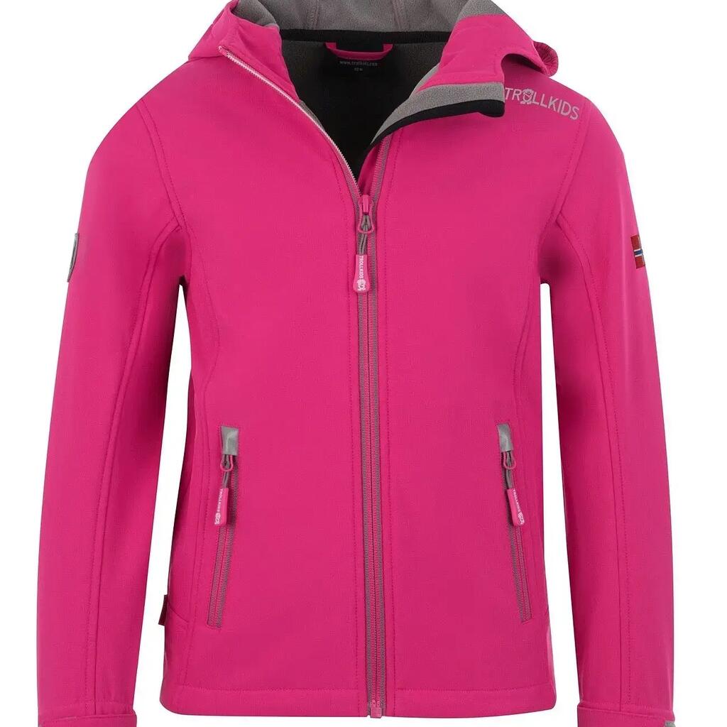 Trollfjord Softshell Jacket Trollkids Girls Magenta/Grey