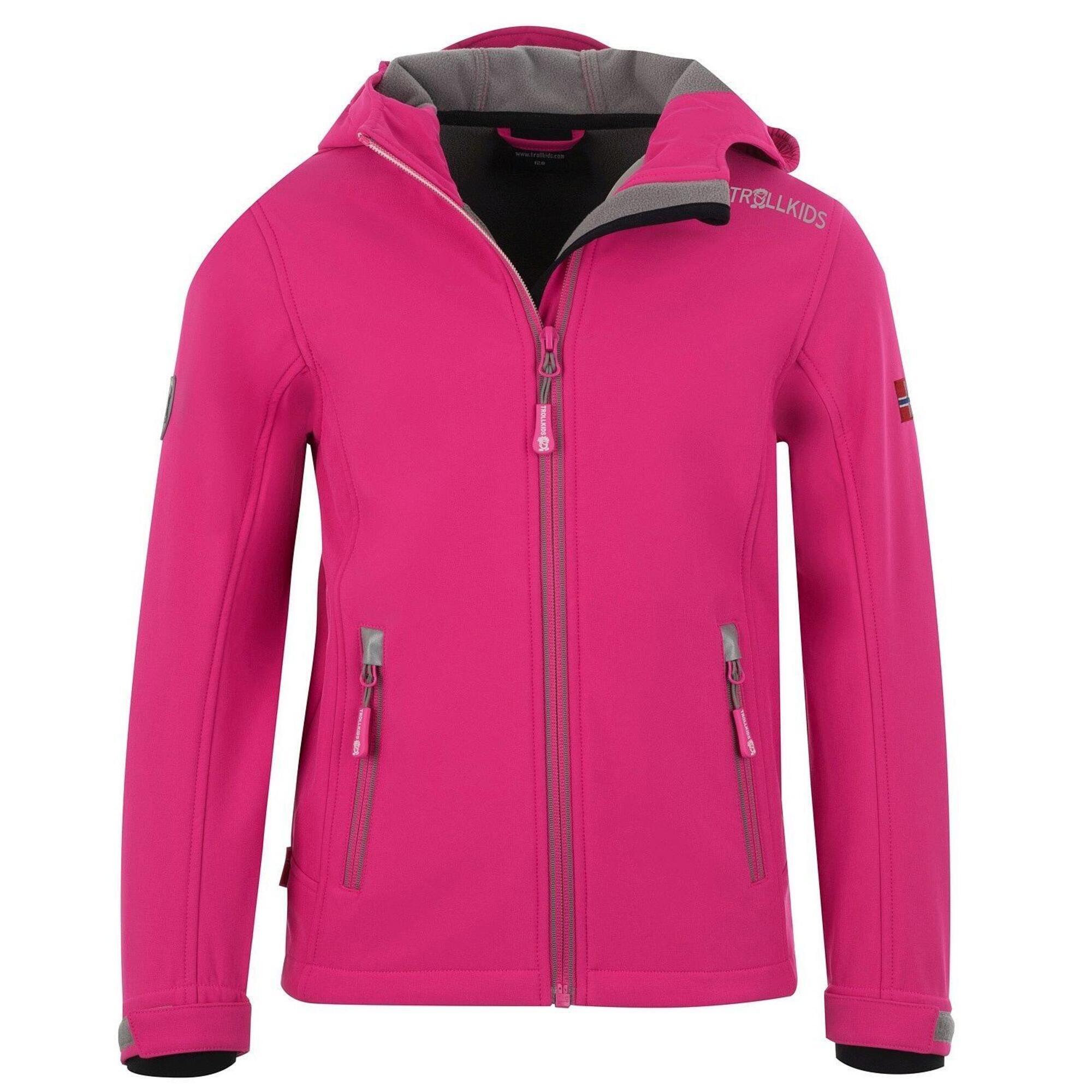 Trollkids - Filles Veste Softshell Filles Trollfjord Coupe-vent Imperméable Gris - Softshell - Gris|rose - 13-14 Ans - Decathlon