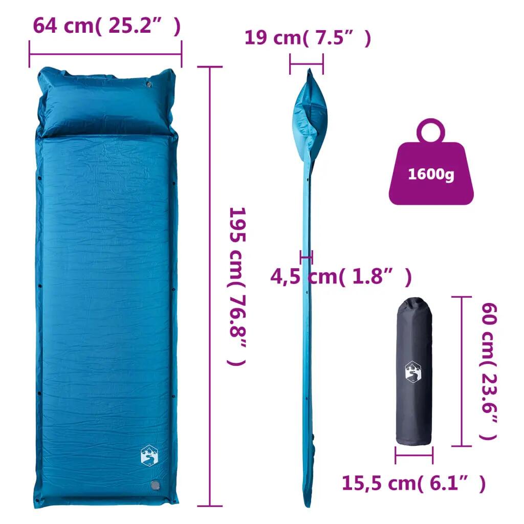 Matelas de Camping Auto-Gonflant Vidaxl avec Oreiller - 1 Personne - Turquoise 6/7