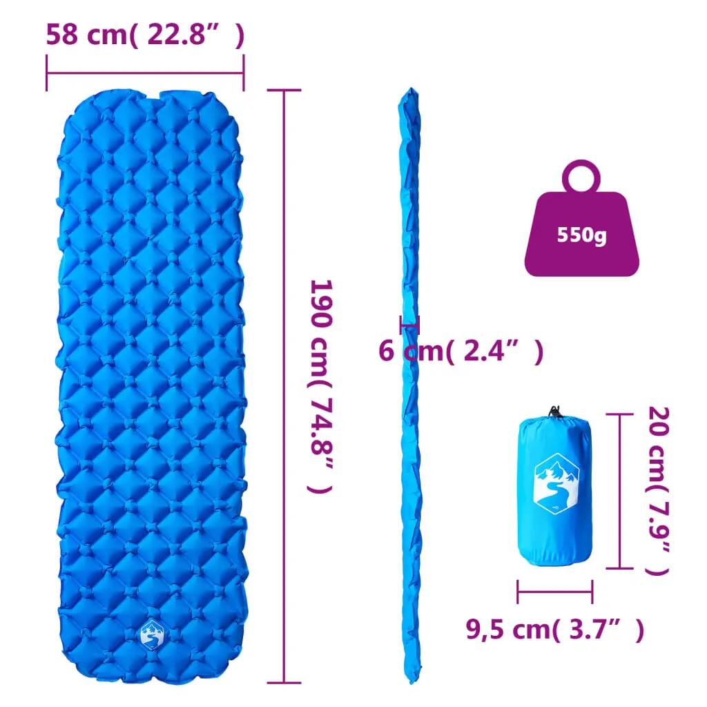 Matelas de Camping Gonflable Vidaxl 190x58x6 cm - 1 Personne - Bleu 6/7