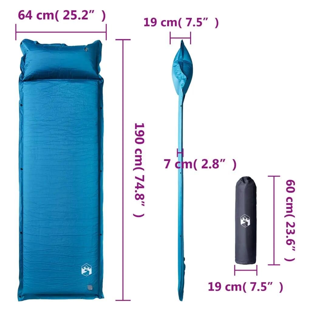 Matelas de Camping Auto-Gonflant Vidaxl avec Oreiller - 1 Personne - Turquoise 6/7