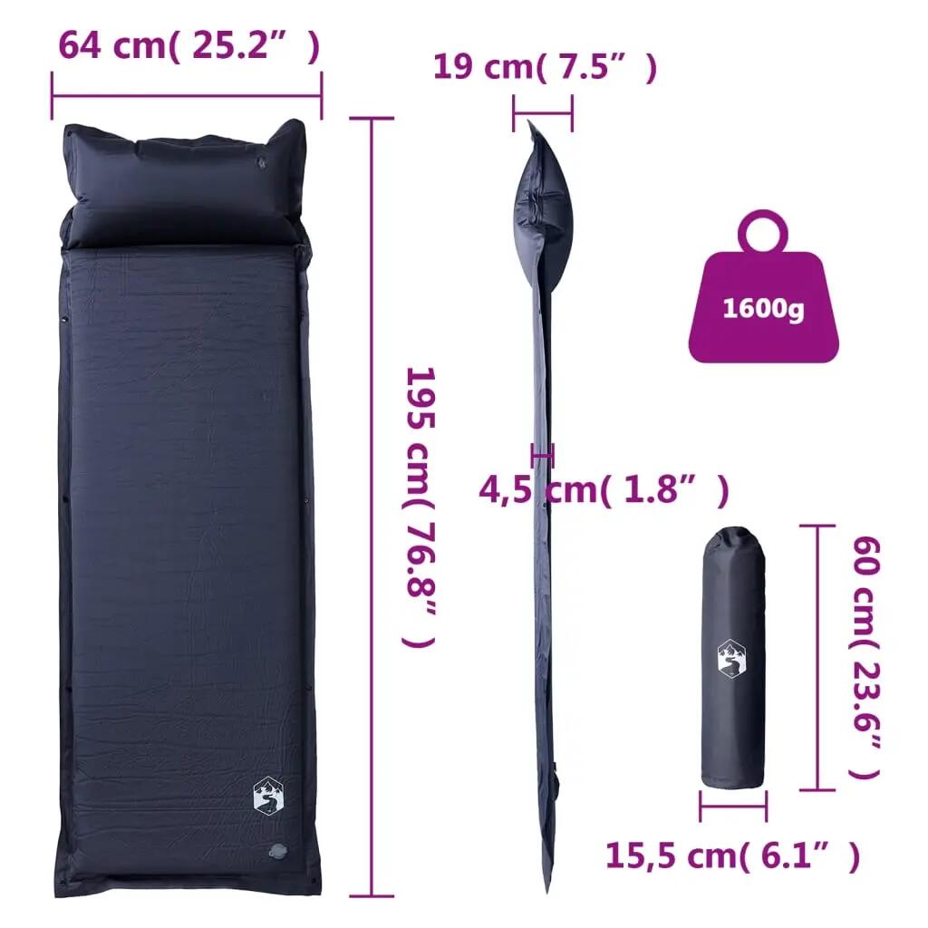 Zelfopblazende Kampeermatras met Kussen - Grijs 6/7