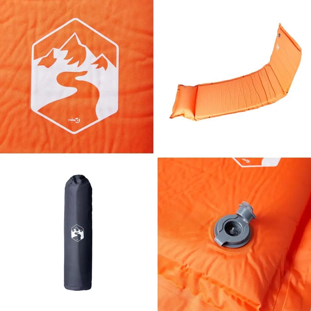 Vidaxl Self-Inflating Camping Mattress with Pillow - Orange Single 5/7
